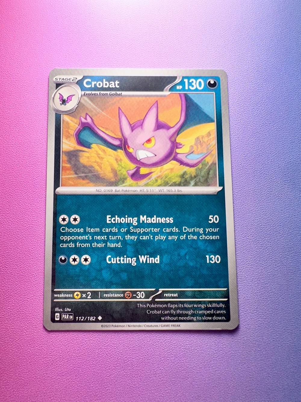 crobat - 112/182 (uncommon) — pokemon: paradox rift